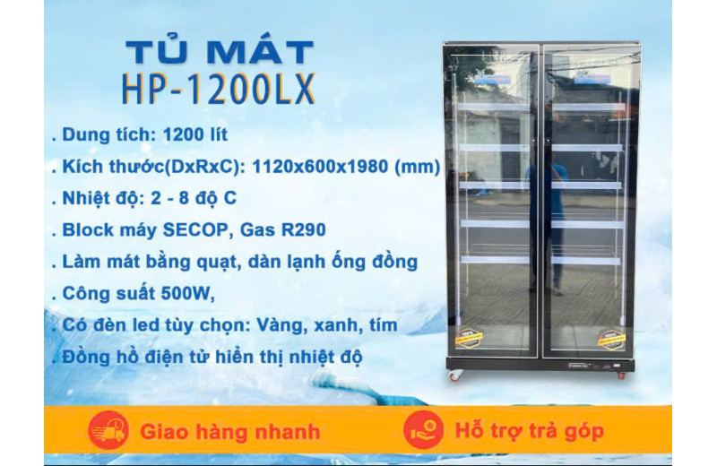 Tủ mát Cherry 2 cửa 1000L SCF-HP1200TM (màu đen) 